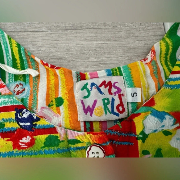 JAMS WORLD Colorful Floral Patchwork Button Front Scoop Neck Short Dress Size 5 - Picture 6 of 7